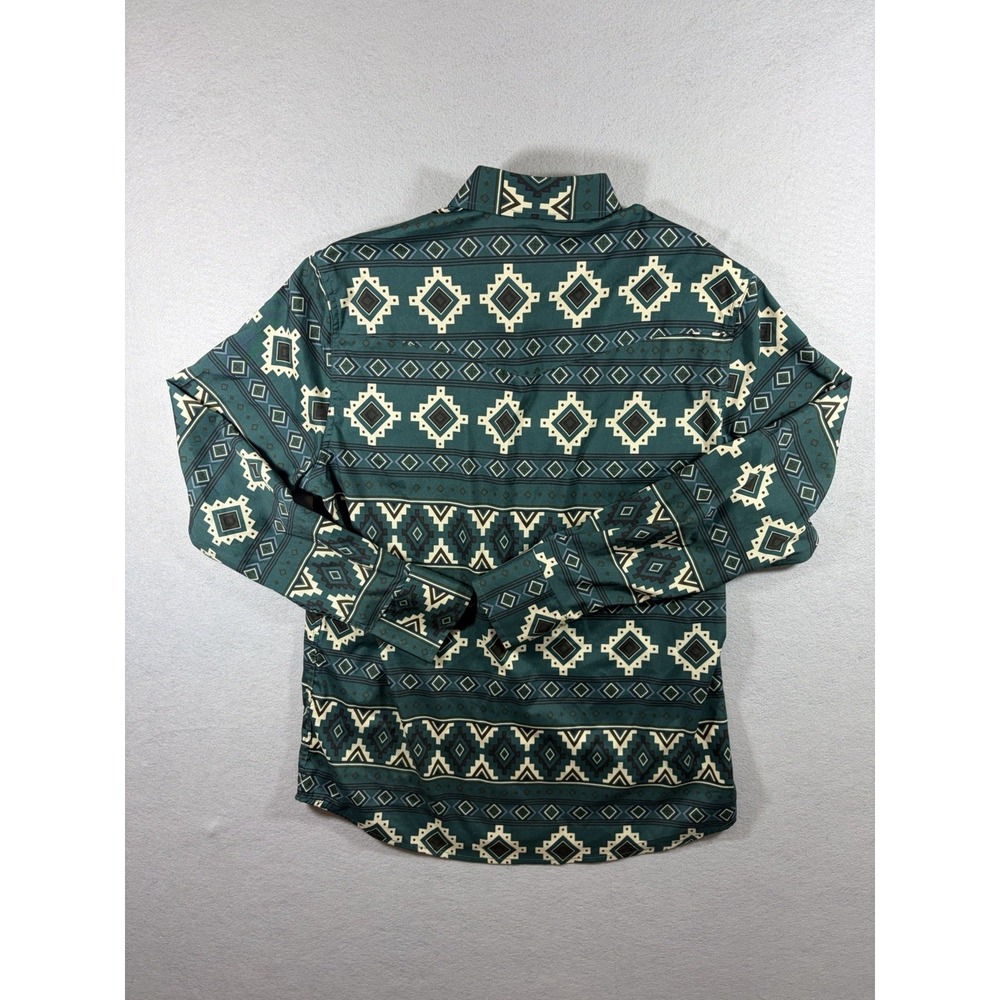 DE-NIKO Long Sleeve Men's Button Up T Shirt Aztec Western Medium Pearl Snap - Picture 6 of 7
